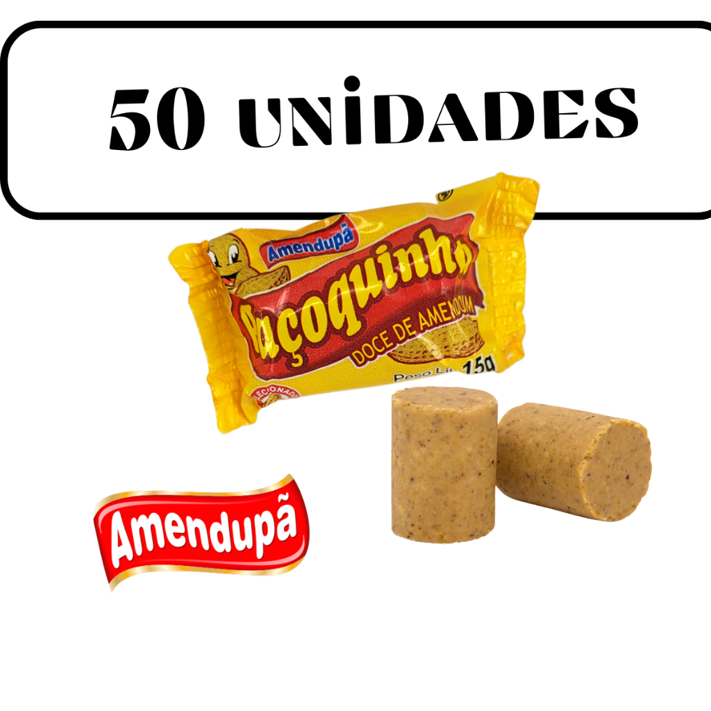 Doce Paçoca Rolha Caixa com 50uni - Paçoquinha Amendupã | Shopee Brasil