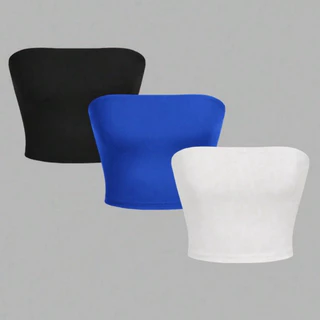 Kit 3 Cropped SUPLEX Top Tube Faixa Tomara Que Caia