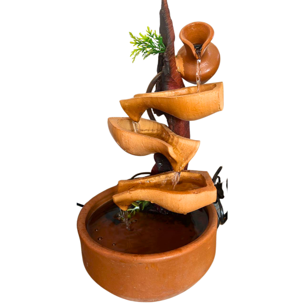 Fonte de água cerâmica/madeira 4 quedas Decorativa Cascata 42 cm ...