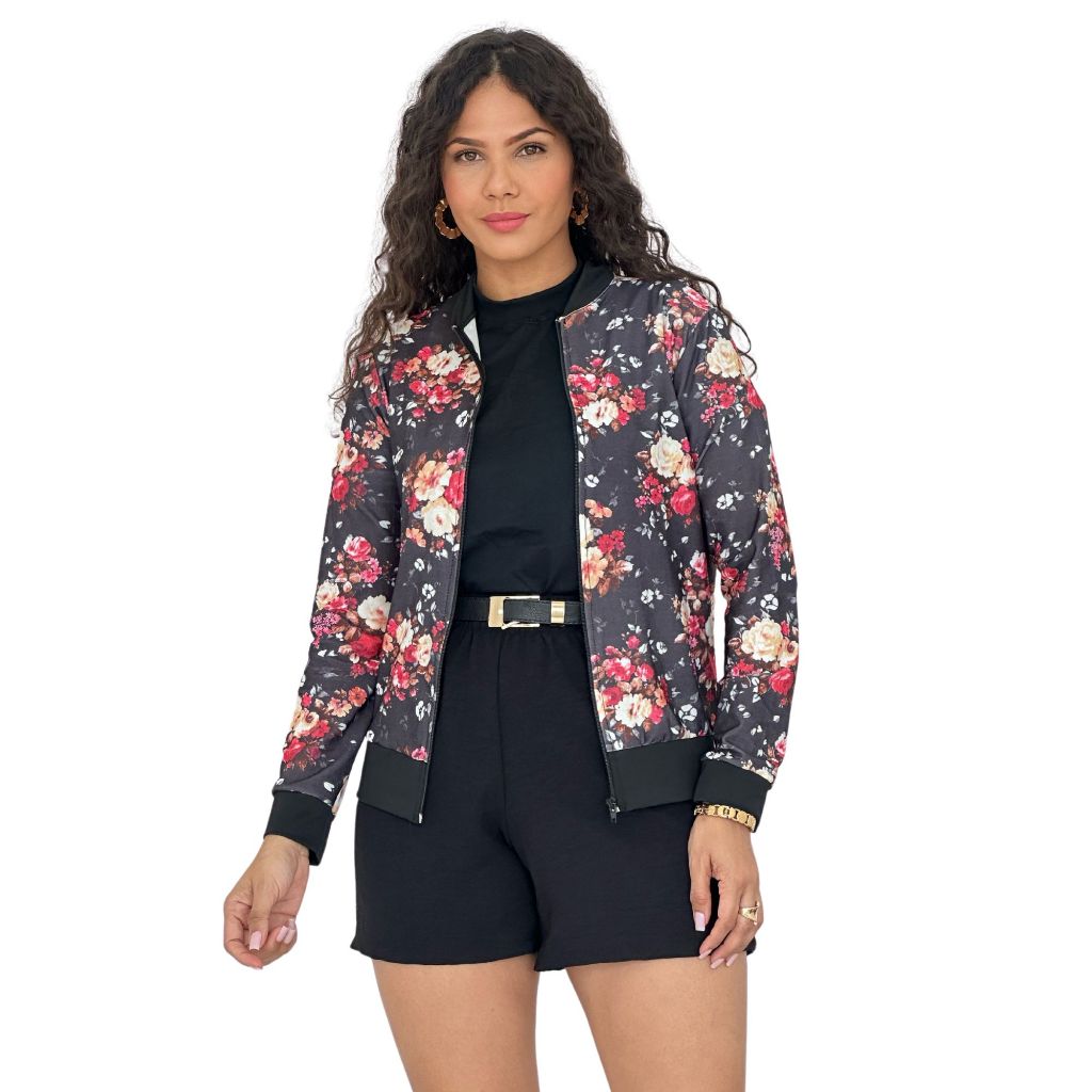 Estampa Floral Jaqueta Feminina Floral Jaqueta Feminina Floral
