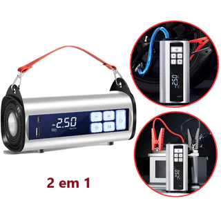 2 Em 1 Auxiliador de Partida + Compressor de Ar Com Painel Digital Bateria Portátil Multifuncional 8000mAh 12V Moto Carro Carreto Bola
