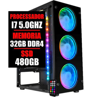 Pc Gamer Desktop I7 10 Geração 5.0Ghz / 32gb Ram Ddr4 / Ssd 480Gb / Leds RGB