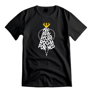 Camiseta Algodão Religiosa Nossa Senhora Aparecida Católica Moda Cristã