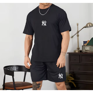 Conjunto camiseta tradicional 100% algodâo + Short mauricinho tactel estampado NY 'New york', Street wear, academia, treino