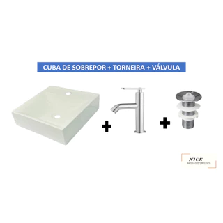 Kit: Cuba de sobrepor Paris + torneira + válvula