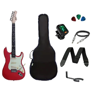 Kit Guitarra Memphis By Tagima MG30 Strato Vermelha