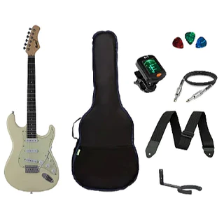 Kit Guitarra Memphis By Tagima MG30 Strato Branca