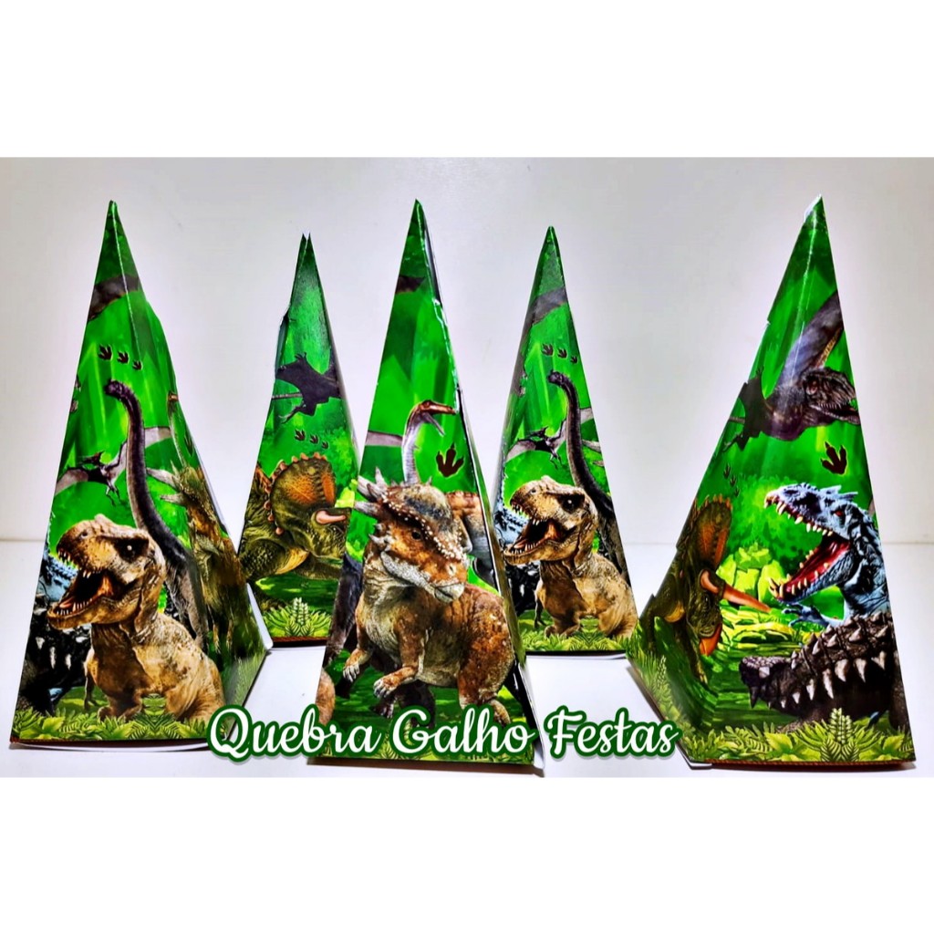 Dinossauro Tradicional Lembrancinha Papelaria Caixa Cone Pct. com 10 ...