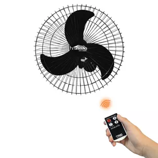 Ventilador De Parede Oscilante 60cm Preto Turbão Com Controle Remoto