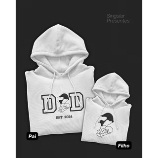 Kit Pai e Filho (1 moletom adulto + 1 moletom infantil) Moletom com bordado personalizado - Presente personalizado Dia dos pais