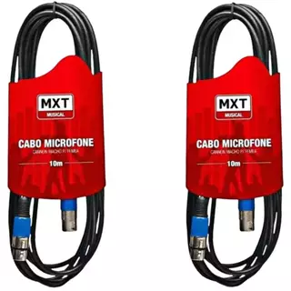 kit 2 Cabos Microfone Xlr Canon Macho E Fêmea Balanceado 10 Metros