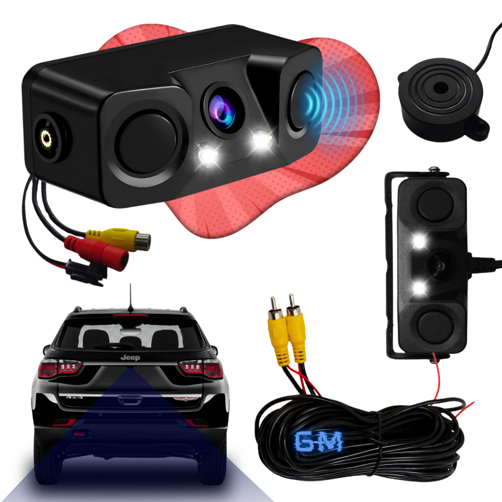 Camera De Re Com Sensor de Estacionamento com LED