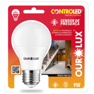 Lâmpada Controled 9w Sensor De Presença 6500k 760lm Ourolux 110v/220v