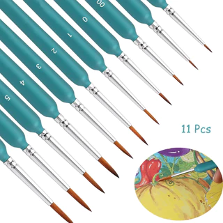 Miniatura Pincéis Art Painting, Cabelo De Doninha, Guache Aquarela Tintas A Óleo, Artistas Pintados À Mão, 11Pcs