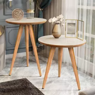 Conjunto de Mesas para Sala Classic Sofá Redonda com Pés Palito Decoração