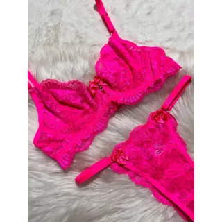CONJUNTO FEMININO LINGERIE SUTIA SEM BOJO COM ARO RENDADO FIO DE RENDA COM REGULAGEM SENSUAL LUXO100