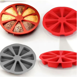 Forma de silicone para bolo Tortas Fatias Separadas com 8 Espaços em Formato de Fatia - Sortido