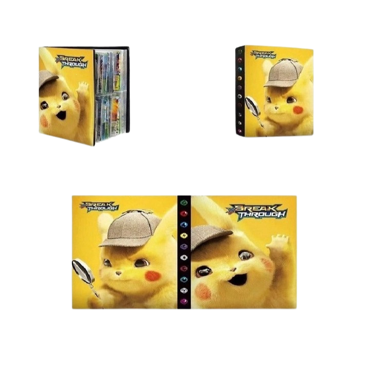 Mini fichário porta cards Pokemon Detetive Pikachu lindo suporta até 240 cards