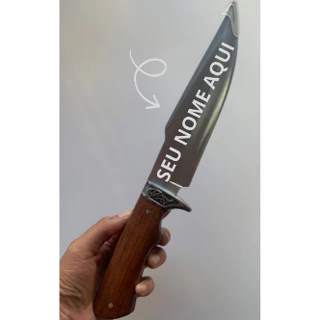 Faca Para Churrasco Personalizada Cabo Madeira C/ Bainha