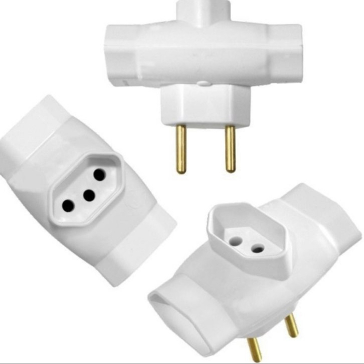 5 Adaptador Te Triplo Benjamin Tê Padrão Inmetro para Tomada 10a Pino ...
