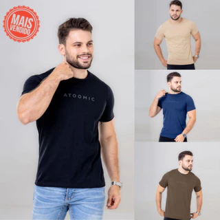 Camiseta Básica Estampa Atoomic Premium Camisetas Tradicional 100% Algodão 30.1