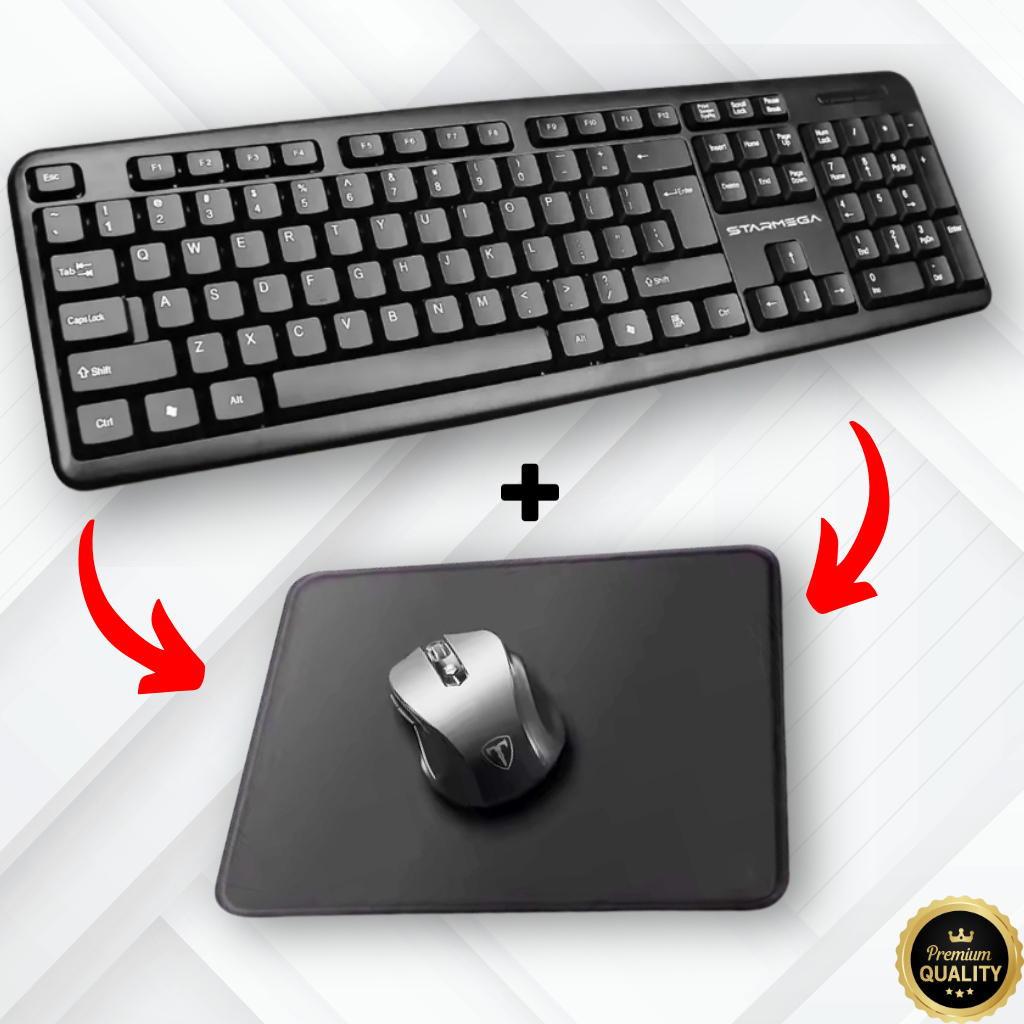 Kit Com Mouse Teclado MousePad Alta Precisão USB