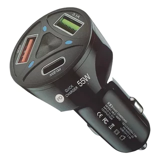 Carregador Veicular Automotivo Rápido Usb 3.0 Usb 3.1 Tipo-c