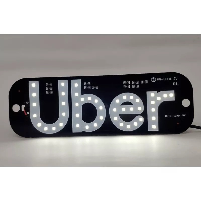 Placa Carro Led De Aplicativo Uber Botão Liga Desliga