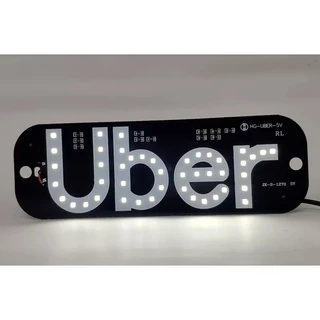Placa Carro Led De Aplicativo Uber Botão Liga Desliga