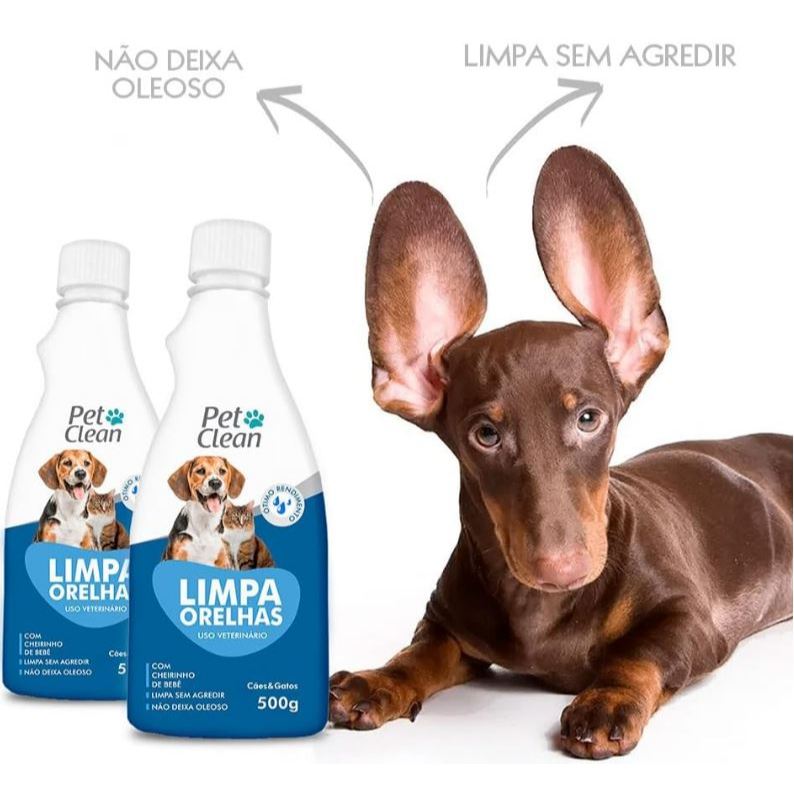 Limpa Orelhas Pet Clean para cães e gatos 500g