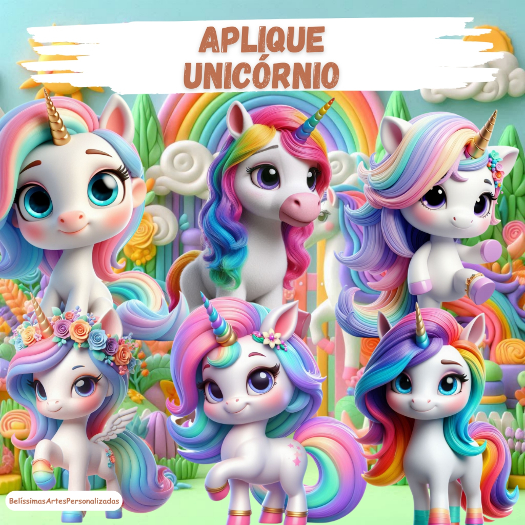 20 Apliques Personalizados Unicórnio Toppers Recortado Tubete Enfeites Tags - LEIA DESCRIÇÃO