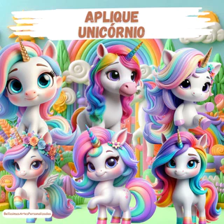 20 Apliques Personalizados Unicórnio Toppers Recortado Tubete Enfeites Tags - LEIA DESCRIÇÃO