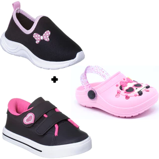 Kit 3 Tênis infantil menina sapatinho escolar moda verão leve e confortável do 20 ao 27