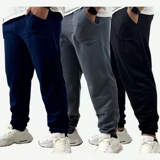 Kit 3 Calça Moletom Masculina Com Punho E Elastico Muito Confortavel