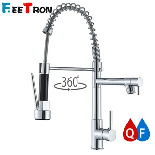 Torneira Cozinha Gourmet Inox Escovado Monocomando Com Spray Extensor Luxo Quente Fria