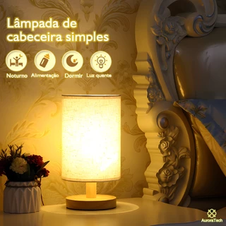 Abajur Luminária De Mesa Led Moderno Lâmpada Usb Madeira Luz Noturna Para Decoração Quarto E Sala