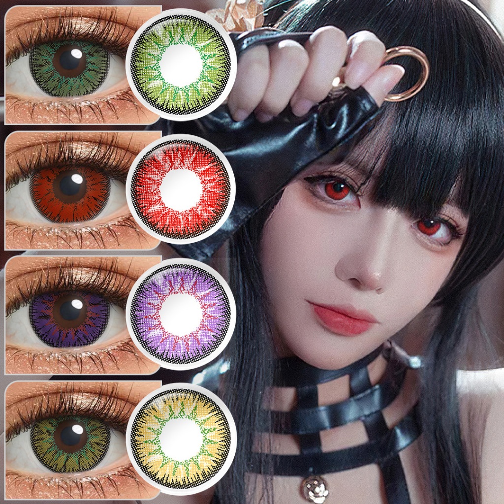 Freshgo NONNO Lentes De Contato Coloridas Cosplay 14,5mm Halloween Festa Lentes vermelho 1 Par