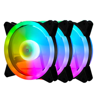 Kit 3 Cooler Fan 120mm Com 16 Led Rgb Gabinete Pc Cpu Silencioso Dex