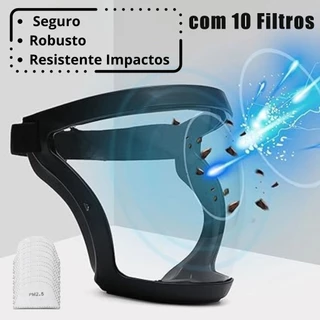 Máscara Facial Transparente Proteção com 10 Filtros