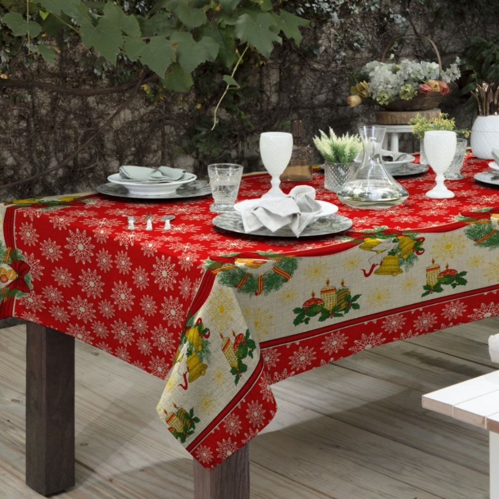 Toalha De Mesa 2 metros Tecido Luxo Linhão Corrida Algodão Retangular Luxo Estampa Natal Sino