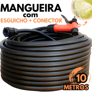 Mangueira Jardim 10 Metros Resistente Flexivel Reforçada Trançada com Esguicho e Conector Super Malha de Nylon Dupla Camada
