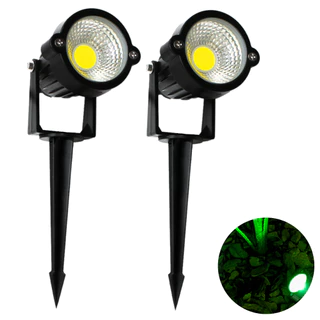Kit 2 Luminária Espeto Jardim Lâmpada Cob Led 7w Verde