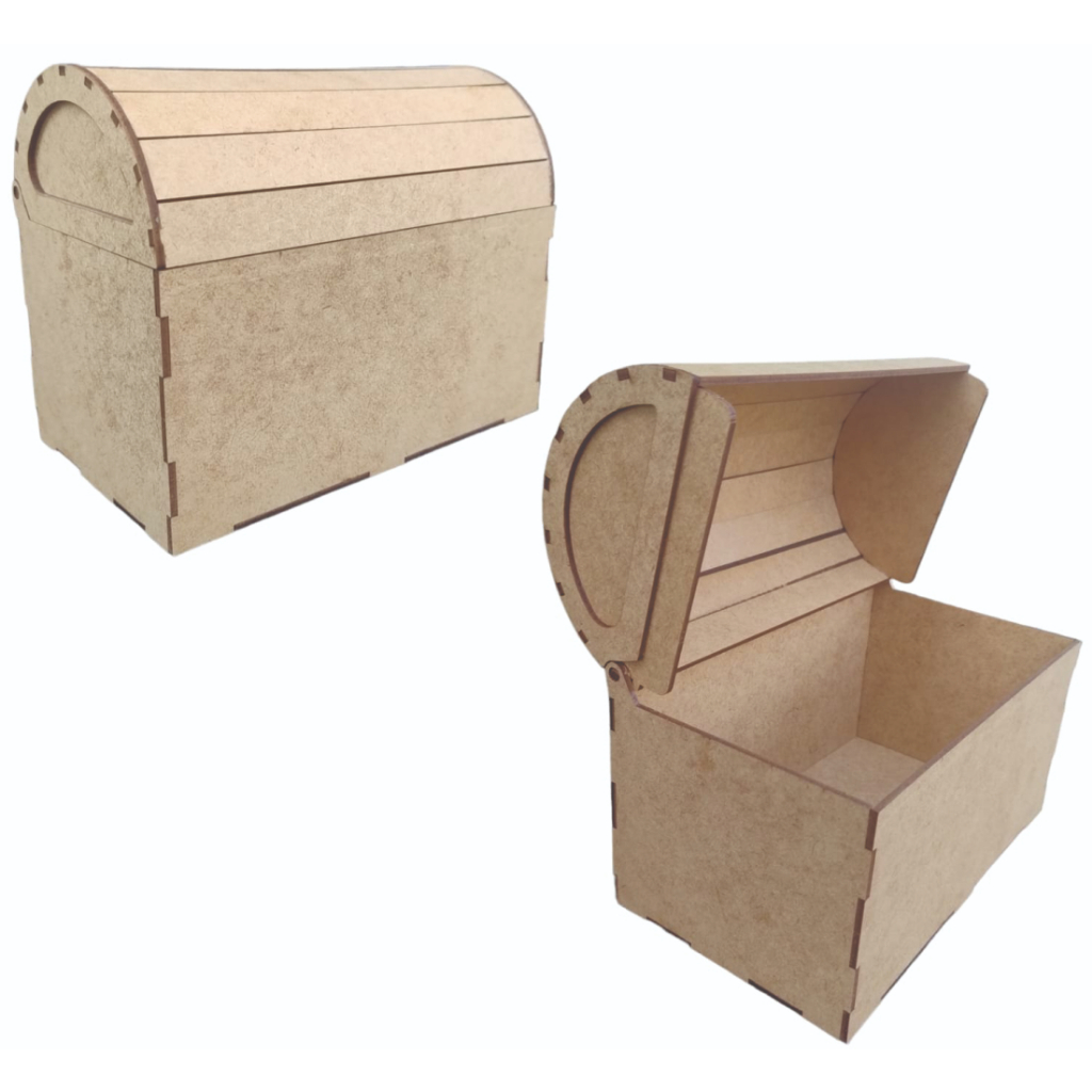 Baú Baúzinho 18 cm com Tampa Articulada Decorativo MDF Madeira