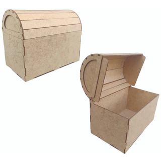 Baú Baúzinho 18 cm com Tampa Articulada Decorativo MDF Madeira