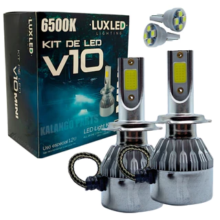 Kit Lâmpadas Ultra Super Led V10 20000 Lumens + Pingo T10 Farolete/meia Luz H1 H3 H4 H7 H11 H13 H16 H27 HB3 HB4