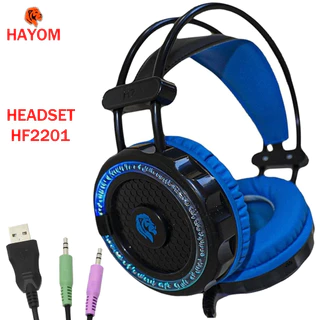 HEADSET GAMER FONE COM MICROFONE LED CONECTOR P2 E USB PARA ENERGIA PRETO E AZUL - HAYOM HF2201