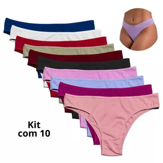 Kit Calcinhas Tanga Algodão Conforto Tanga Básica Cotton Feminina