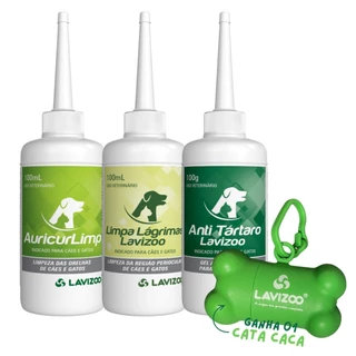 Kit Essencial Higiene Pet Anti Tártaro Limpa Lágrimas Auricur Limp Com cata caca