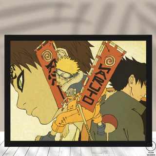 QUADRO PLACA NARUTO ANIME C/ MOLDURA E VIDRO - TAMANHO A4 E A3