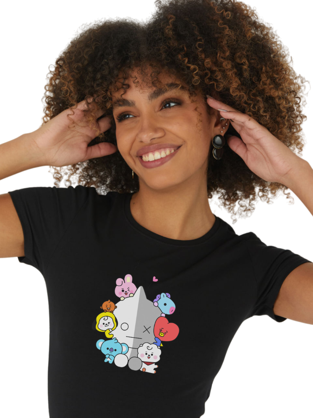 Camiseta BTS Unissex 100% Algodão BT21 Tata Chimmy Cooky Camisa